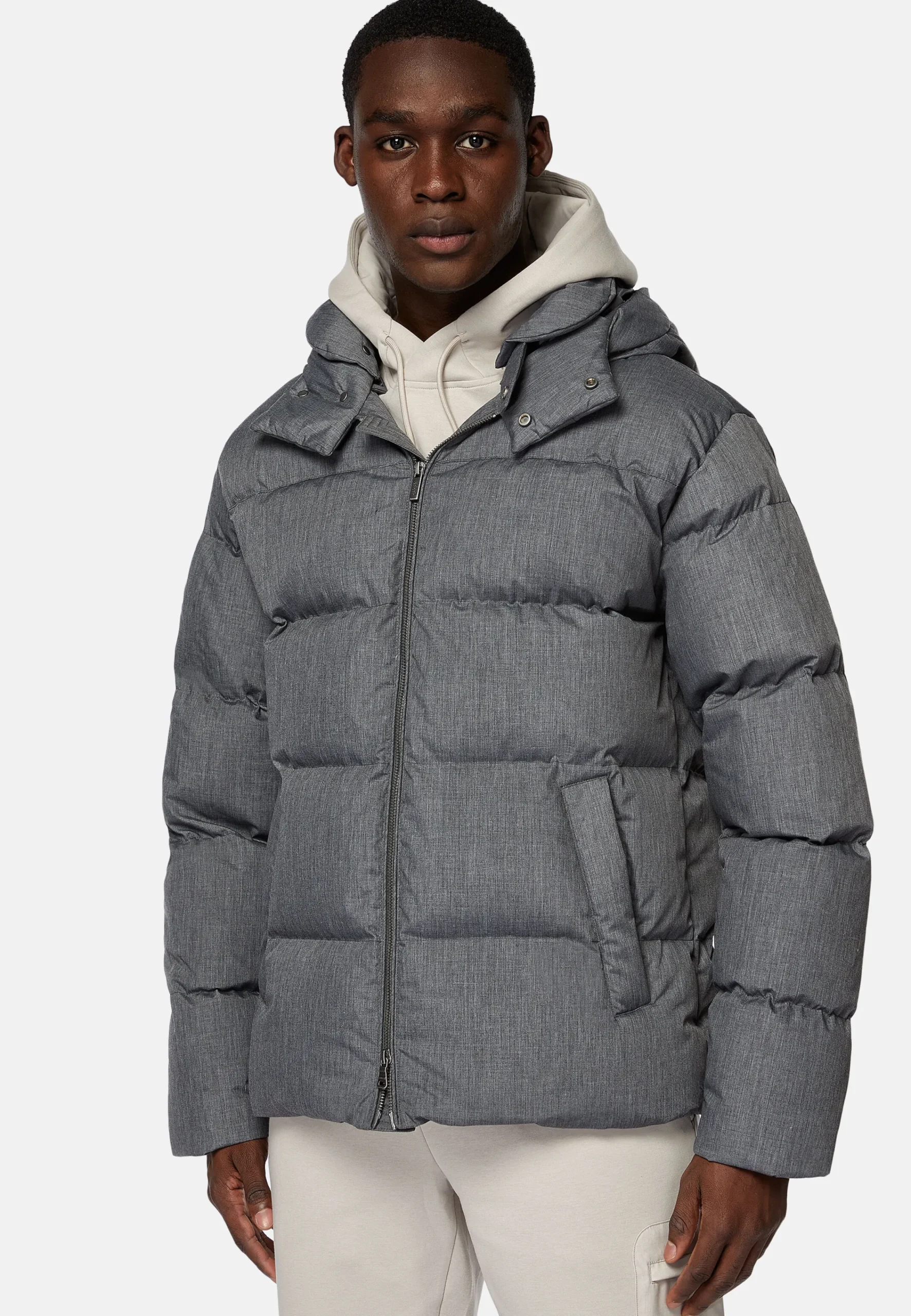 Blousons-Boggi Milano Bomber En Tissu Technique En Plume D'Oie Gris