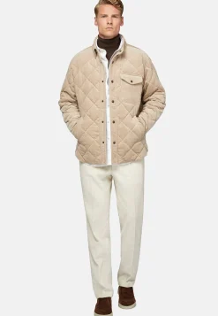 Blousons-Boggi Milano Bomber Rembourré En Velours De Coton Beige