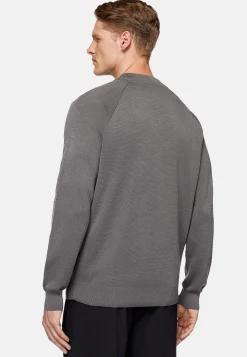 Tricots-Boggi Milano Bomber Tech Gris Foncé En Maille De Laine Mérinos