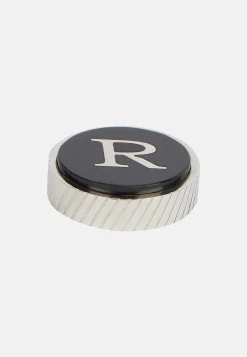 Boutons De Manchette-Boggi Milano Boutons De Manchette Ronds Lettre R Noir