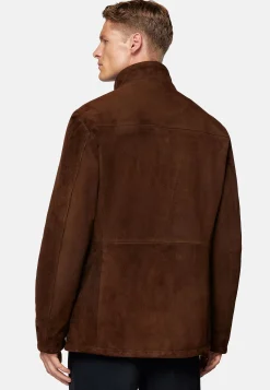 Blousons-Boggi Milano Caban Matelassé En Daim Véritable Marron