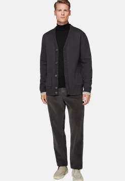 Tricots-Boggi Milano Cardigan Anthracite En Laine De Coton Bio Charbon
