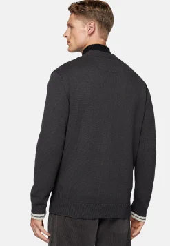 Tricots-Boggi Milano Cardigan Anthracite En Laine De Coton Bio Charbon