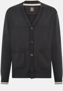 Tricots-Boggi Milano Cardigan Anthracite En Laine De Coton Bio Charbon