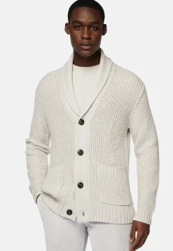 Tricots-Boggi Milano Cardigan Sable À Col Châle En Laine Mérinos