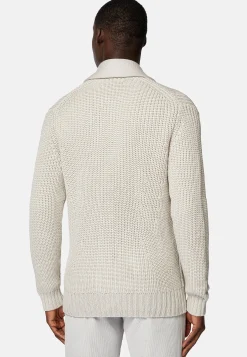 Tricots-Boggi Milano Cardigan Sable À Col Châle En Laine Mérinos
