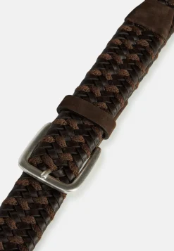 Ceintures-Boggi Milano Ceinture Tressée Extensible En Cuir Mélangé Marron