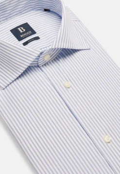 Chemises Habillées-Boggi Milano Chemise À Rayures Bleu Ciel En Coton Slim Fit Bleu clair