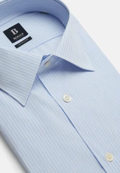 Chemises Habillées-Boggi Milano Chemise À Rayures En Coton Regular Fit Bleu clair