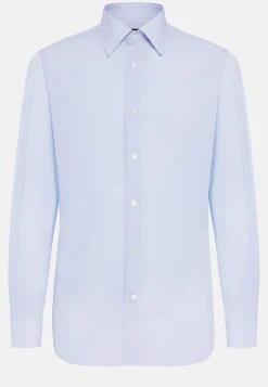 Chemises Habillées-Boggi Milano Chemise À Rayures En Coton Regular Fit Bleu clair