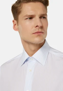 Chemises Habillées-Boggi Milano Chemise À Rayures En Coton Regular Fit Bleu clair
