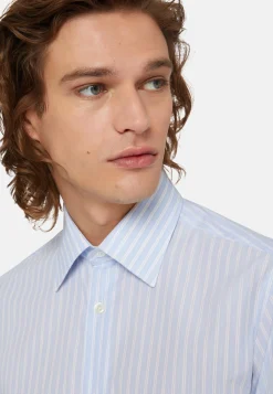 Chemises Habillées-Boggi Milano Chemise À Rayures En Coton Regular Fit Bleu clair