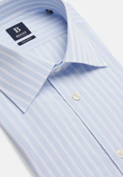 Chemises Habillées-Boggi Milano Chemise À Rayures En Coton Regular Fit Bleu clair