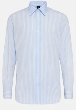 Chemises Habillées-Boggi Milano Chemise À Rayures En Coton Regular Fit Bleu clair