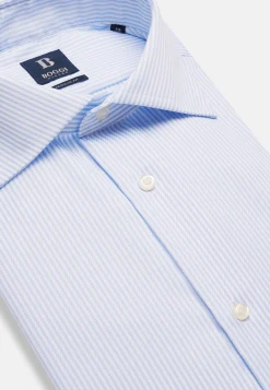 Chemises Habillées-Boggi Milano Chemise À Rayures En Coton Dobby Regular Fit Bleu clair
