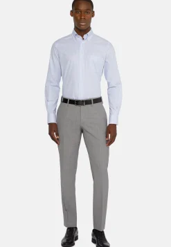 Chemises Habillées-Boggi Milano Chemise À Rayures En Coton Dobby Regular Fit Bleu clair