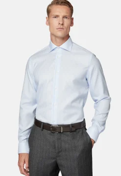 Chemises Habillées-Boggi Milano Chemise À Rayures En Sergé De Coton Slim Fit Bleu clair