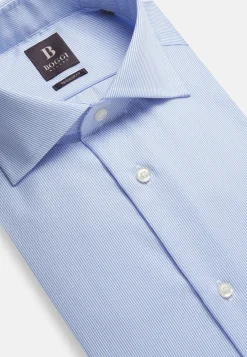 Chemises Habillées-Boggi Milano Chemise À Rayures En Sergé De Coton Regular Fit Bleu clair