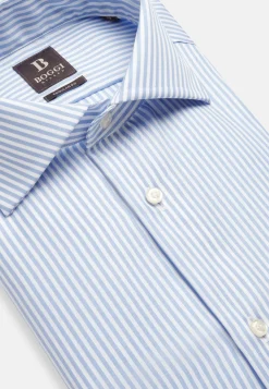Chemises Habillées-Boggi Milano Chemise À Rayures En Sergé De Coton Regular Fit Bleu clair