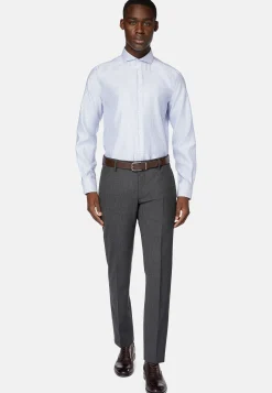 Chemises Habillées-Boggi Milano Chemise À Rayures En Sergé De Coton Regular Fit Bleu