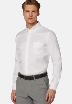 Chemises Habillées-Boggi Milano Chemise Blanche Pin Point En Coton Regular Fit