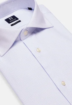 Chemises Habillées-Boggi Milano Chemise En Coton Dobby Coupe Droite Bleu clair