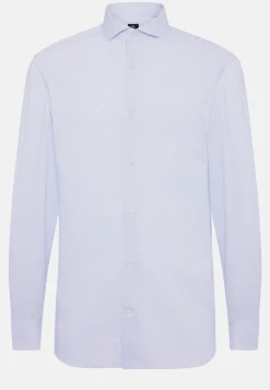 Chemises Habillées-Boggi Milano Chemise En Coton Dobby Slim Fit Bleu clair