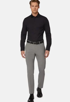 Chemises Habillées-Boggi Milano Chemise Bleu Marine En Coton Extensible Slim Fit