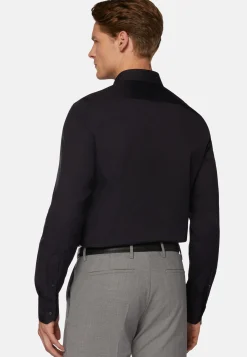 Chemises Habillées-Boggi Milano Chemise Bleu Marine En Coton Extensible Slim Fit