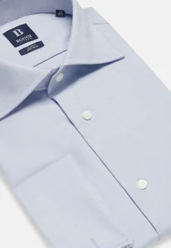 Chemises Habillées-Boggi Milano Chemise Bleue Pin Point En Coton Slim Fit