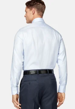 Chemises Habillées-Boggi Milano Chemise En Coton Dobby Regular Fit Bleu clair