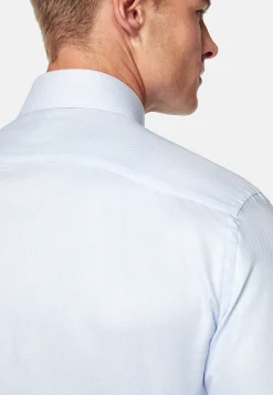 Chemises Habillées-Boggi Milano Chemise En Coton Dobby Regular Fit Bleu clair