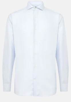 Chemises Habillées-Boggi Milano Chemise En Coton Dobby Regular Fit Bleu clair