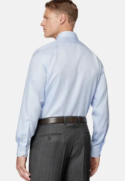 Chemises Habillées-Boggi Milano Chemise En Coton Dobby Regular Fit Bleu clair
