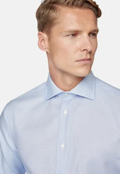 Chemises Habillées-Boggi Milano Chemise En Coton Dobby Regular Fit Bleu clair