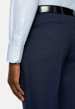 Chemises Habillées-Boggi Milano Chemise En Coton Dobby Slim Fit Bleu clair