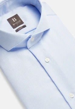 Chemises Habillées-Boggi Milano Chemise En Coton Dobby Slim Fit Bleu clair