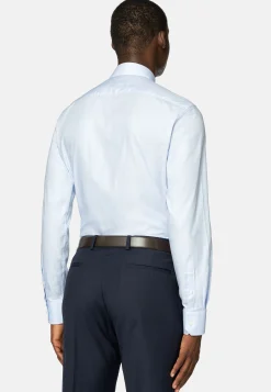 Chemises Habillées-Boggi Milano Chemise En Coton Dobby Slim Fit Bleu clair