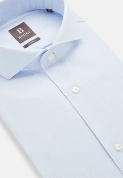 Chemises Habillées-Boggi Milano Chemise En Coton Dobby Slim Fit Bleu clair