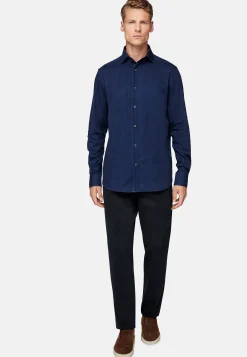 Chemises Décontractée-Boggi Milano Chemise En Denim De Coton Regular Fit Indigo