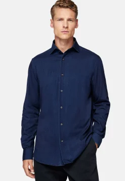 Chemises Décontractée-Boggi Milano Chemise En Denim De Coton Regular Fit Indigo
