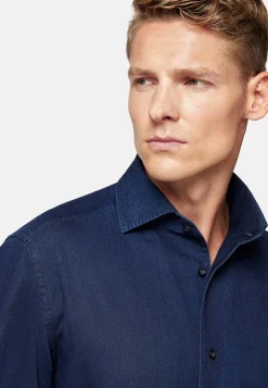 Chemises Décontractée-Boggi Milano Chemise En Denim De Coton Regular Fit Indigo