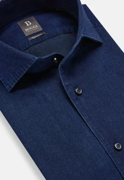 Chemises Décontractée-Boggi Milano Chemise En Denim De Coton Regular Fit Indigo
