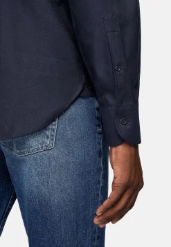 Chemises Décontractée-Boggi Milano Chemise En Flanelle De Coton Tencel Regular Fit