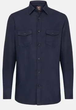 Chemises Décontractée-Boggi Milano Chemise En Flanelle De Coton Tencel Regular Fit