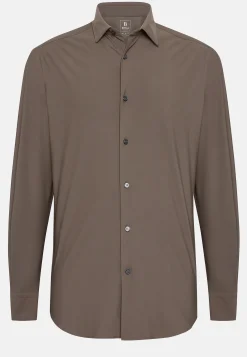 Chemises Décontractée-Boggi Milano Chemise En Nylon Extensible Slim Fit Taupe