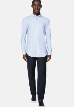 Chemises Décontractée-Boggi Milano Chemise En Nylon Extensible Slim Fit Bleu clair