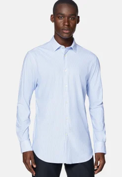 Chemises Décontractée-Boggi Milano Chemise En Nylon Extensible Slim Fit Bleu clair