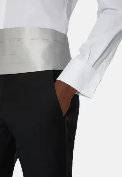 Chemises Habillées-Boggi Milano Chemise En Satin De Coton Slim Fit Blanc