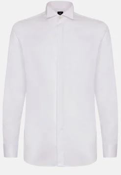 Chemises Habillées-Boggi Milano Chemise En Satin De Coton Slim Fit Blanc
